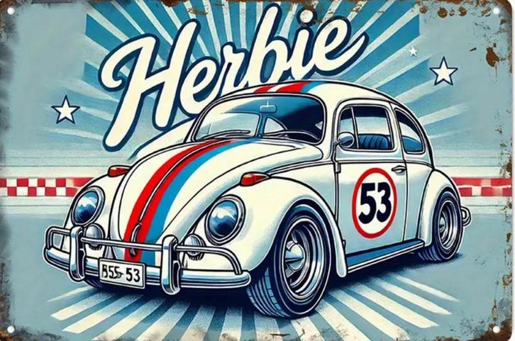 Reclamebord vintage Herbie the love bug - mancave nieuw, Verzamelen, Merken en Reclamevoorwerpen, Zo goed als nieuw, Reclamebord