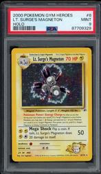 Lt. Surge's Magneton Holo PSA 9 - 8/132 - Gym Heroes 2000, Foil, Losse kaart, Zo goed als nieuw, Verzenden