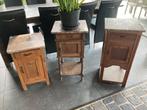 Antieke nachtkastjes, Huis en Inrichting, Slaapkamer | Nachtkastjes, Ophalen, Gebruikt, Minder dan 45 cm, 70 cm of meer