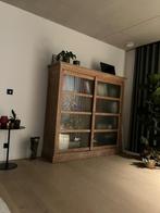 Vitrinekast in teak, Huis en Inrichting, Ophalen, Met deur(en), Glas, Zo goed als nieuw