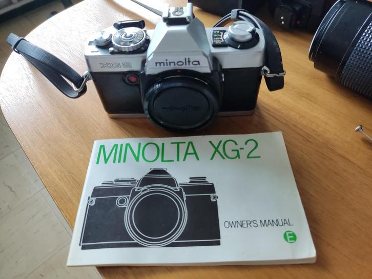 Minolta zilveren camera, Audio, Tv en Foto, Fotocamera's Analoog, Gebruikt, Spiegelreflex, Minolta, Ophalen