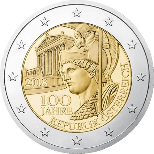 2 euro Oostenrijk 2018 - 100 jaar Republiek (UNC), Postzegels en Munten, Munten | Europa | Euromunten, Losse munt, 2 euro, Oostenrijk