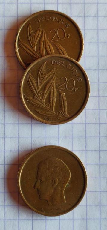 3 pièces - 20 Francs Belgique anno 1982