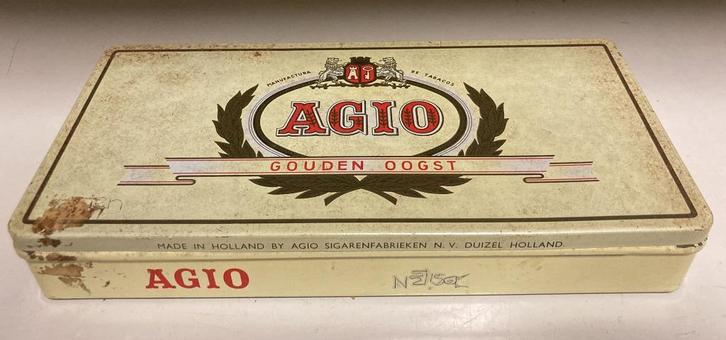 Blik Agio Gouden Oogst - 25 sigaren, Verzamelen, Blikken, Gebruikt, Overige, Overige merken, Ophalen of Verzenden