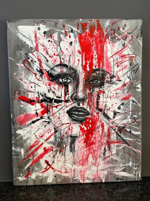 Abstract expressief schilderij Mk Art, Antiek en Kunst, Kunst | Schilderijen | Abstract, Ophalen of Verzenden