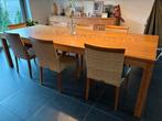 Houten (teak)  tafel met 8 stoelen, Huis en Inrichting, Tafels | Eettafels, Ophalen, Gebruikt, 100 tot 150 cm, 200 cm of meer