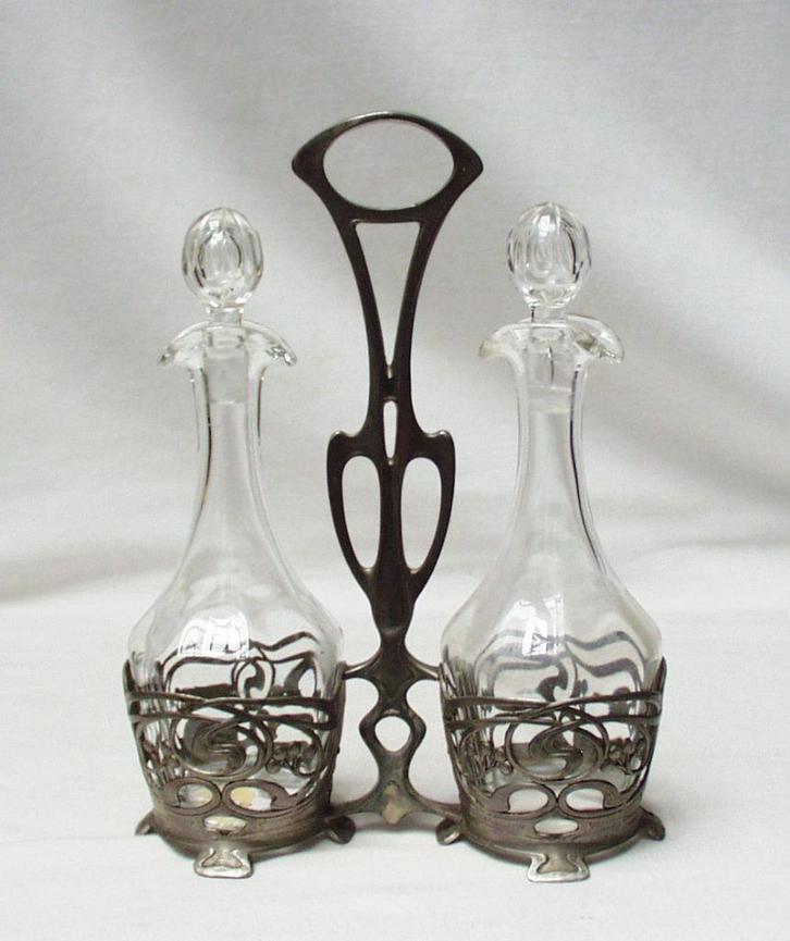 Art Nouveau olie -en azijnstel., Antiek en Kunst, Antiek | Servies los, Ophalen of Verzenden