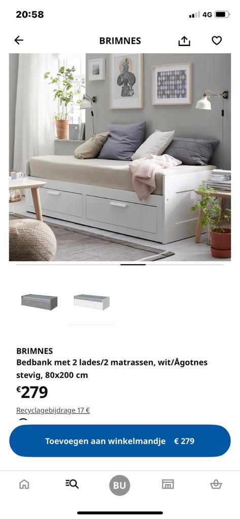 Bedbank Ikea 1-2 personen met lades, Maison & Meubles, Chambre à coucher | Canapés-lits, Comme neuf, Enlèvement