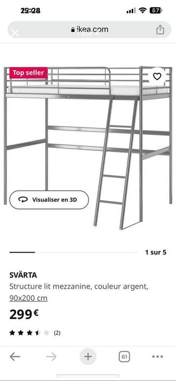 Ikea stapelbed/Svärta Mezzanine met matras  beschikbaar voor biedingen