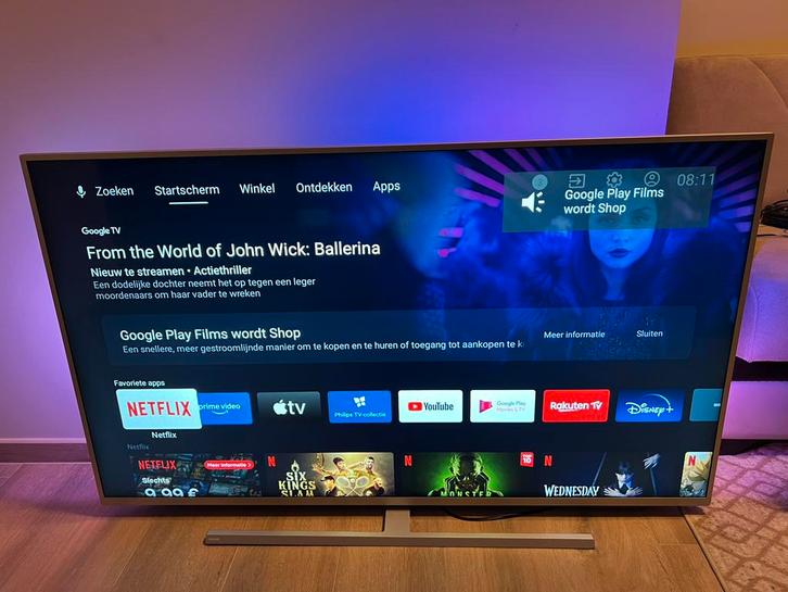 Philips 55 inch Smart Android TV 4K UHD HDR10+ 3x Ambilight, Audio, Tv en Foto, Televisies, Zo goed als nieuw, Philips, Smart TV