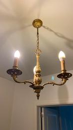 Bronzen luchter 3 armen, Maison & Meubles, Lampes | Lustres, Enlèvement, Utilisé