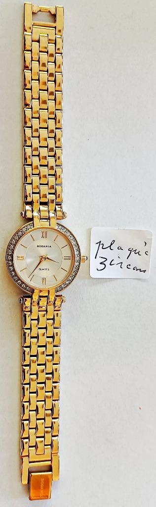 Montre dame RODANIA plaqué or "grain de riz" + 30 zircons, Collections, Collections Autre, Neuf, Enlèvement ou Envoi
