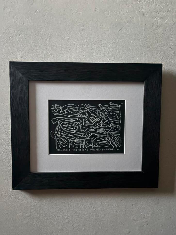 Benjamin Van Oost, fosforescerende verf op papier, Antiek en Kunst, Kunst | Schilderijen | Modern, Ophalen of Verzenden