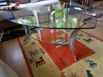 Glazen design salontafel, Huis en Inrichting, Tafels | Salontafels, Ophalen, Gebruikt, 50 tot 100 cm, 50 tot 100 cm