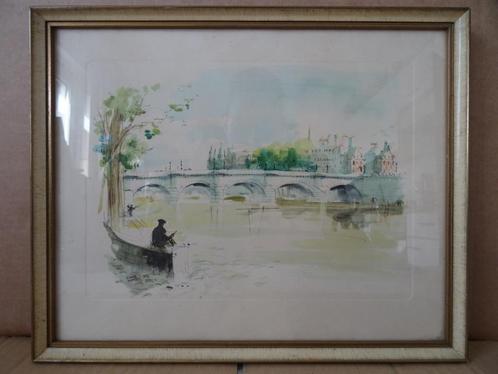 Pierre Pages Maastricht Sint Servaasbrug Oude Maasbrug prent, Verzamelen, Foto's en Prenten, Zo goed als nieuw, Prent, Overige onderwerpen
