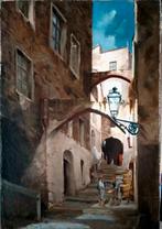 Tableau de 1880. San Rémo. Vieille ville en Italie, Enlèvement ou Envoi