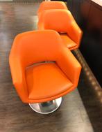 4 luxe oranje fauteuilles / stoelen, Huis en Inrichting, Fauteuils, Ophalen, Minder dan 75 cm, Leer, Zo goed als nieuw
