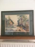Aquarel van Massiani L. Afmetingen: 38 x 55 cm. Hoevezicht., Antiek en Kunst, Ophalen of Verzenden