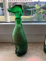 Empoli groen glas karaf decanter vintage hond, Ophalen of Verzenden