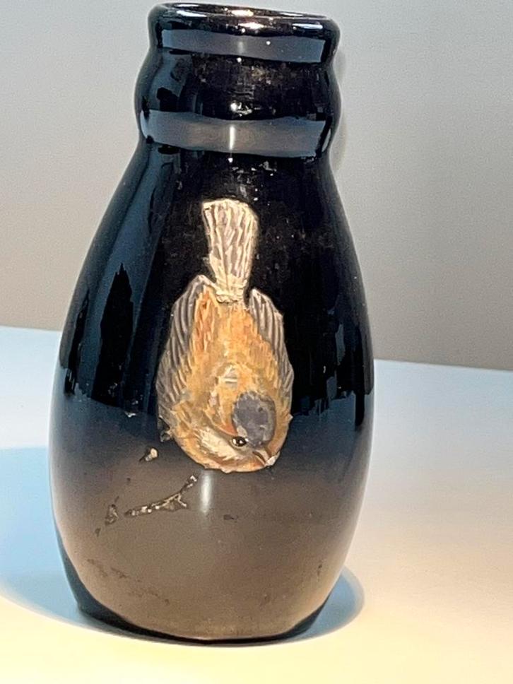 Art Nouveau Georges de Blois Doornik vaas loodglazuur vogel, Antiek en Kunst, Antiek | Keramiek en Aardewerk, Ophalen of Verzenden