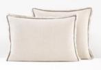 Lot de 2 taies d'oreiller en lin lavé beige, Enlèvement, Neuf, Beige, Oreiller