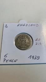 Engeland 6 pence 1939 zilver, Timbres & Monnaies, Monnaies | Europe | Monnaies non-euro, Enlèvement ou Envoi, Argent