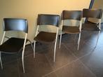 Italiaanse lederen stoelen + 2 Ikea barkrukken, Ophalen, Zo goed als nieuw, Zwart, Metaal