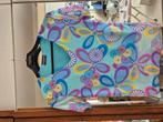 Top manche courte fleurs psychédélique turquoise rose voile, Ophalen of Verzenden, Zo goed als nieuw, Roze