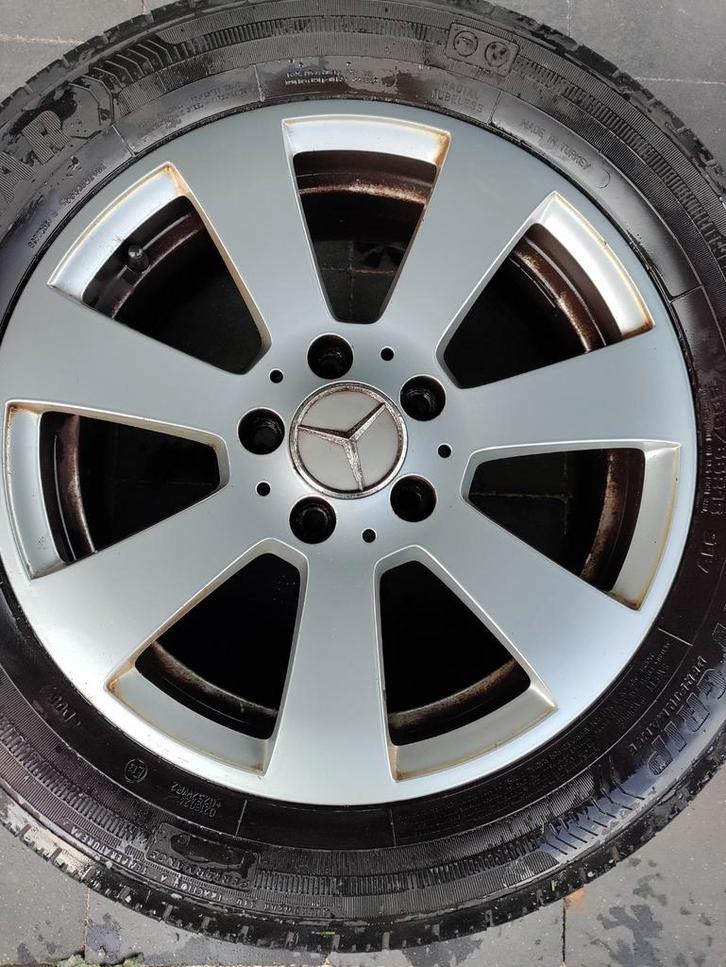 4 alu velgen mercedes c winterbanden, w204, Auto-onderdelen, Banden en Velgen, Band(en), Winterbanden, 16 inch, Ophalen