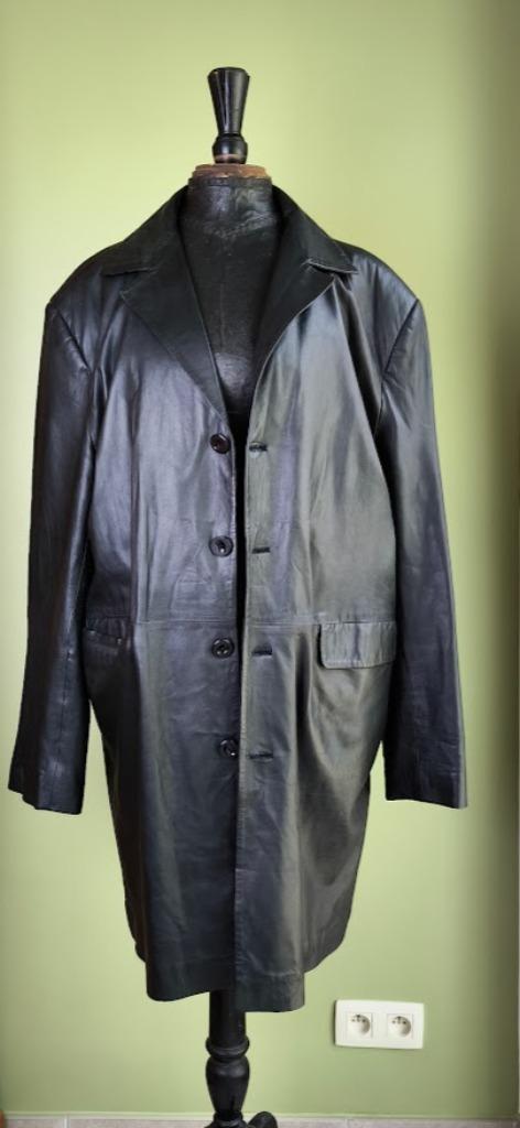 lange lederen jas Overjas heren lamsleder xxxl, Kleding | Heren, Jassen | Winter, Zwart, Ophalen of Verzenden