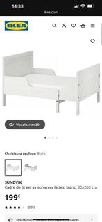 Lit évolutif blanc Enfant IKea, 70 à 85 cm, Sommier à lattes, Enlèvement, Utilisé
