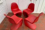 4 vintage replica Pantom stoelen, Gebruikt, Rood