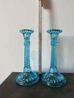Blauwe glazen kandelaar, Antiek en Kunst, Ophalen of Verzenden, Glas