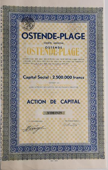 Ostende-plage - Ostende - action de capital - 1935 beschikbaar voor biedingen