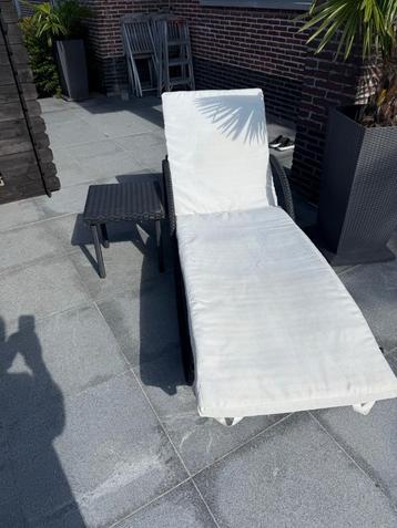 Ligzetel met kussen en bijzettafel beschikbaar voor biedingen