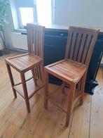 Paire de Tabourets hauts en teck, Avec repose-pieds, 2 tabourets, Comme neuf, Enlèvement
