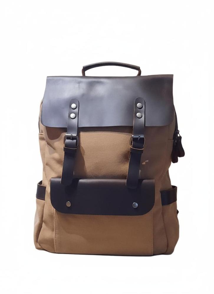 VINTAGE SABLE NEUF rugzak - canvas en leer - Laptop 15.6, Handtassen en Accessoires, Tassen | Rugtassen, Nieuw, 25 tot 40 cm, 30 tot 45 cm