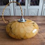 Vintage Art-Deco gemarmerde opaline glazen hanglamp., Ophalen of Verzenden