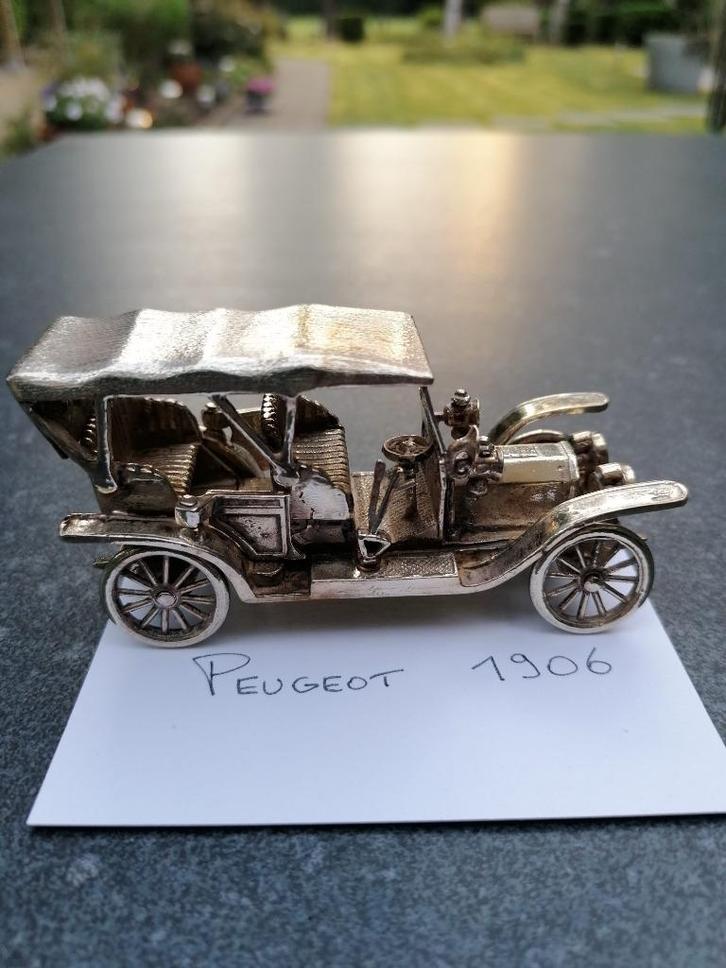 Peugeot 1906 zilveren miniatuur, Auto diversen, Overige Auto diversen, Ophalen of Verzenden