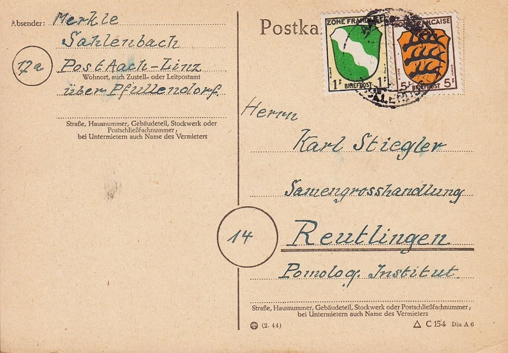 1946 - ALLEMAGNE [Zone française - Y&T 1+3], Envoi, Autres périodes, Affranchi