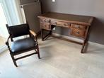 Lederen bijzet zeteltje antiek, Huis en Inrichting, Zetels | Zetels, Ophalen, Gebruikt, Eenpersoons, Leer