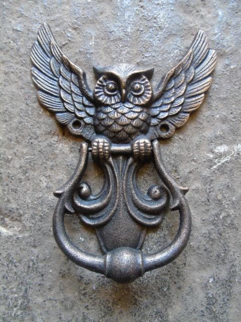 hibou ,heurtoir , frappe porte en fonte patiné bronze, Jardin & Terrasse, Décoration murale de jardin, Neuf, Enlèvement ou Envoi
