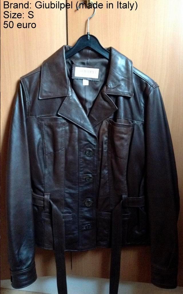 Bruine lederen jas Giubilpel (Italy) S, Kleding | Dames, Jassen | Winter, Zo goed als nieuw, Maat 36 (S), Bruin, Ophalen of Verzenden