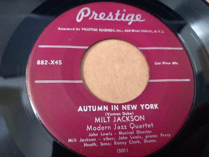 Milt Jackson,  – Autumn in New York / Delaunay's Dilemma '7, CD & DVD, Vinyles Singles, Utilisé, Single, Jazz et Blues, 7 pouces
