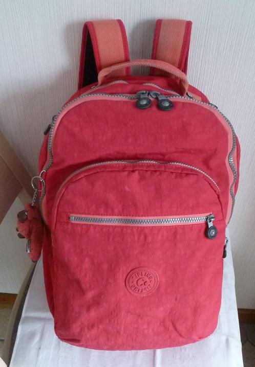 Kipling Grote schooltas „Seoul” fuchsia en zalm + aap, Handtassen en Accessoires, Tassen | Rugtassen, Gebruikt, Kipling, 25 tot 40 cm