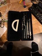 Ancien coffret de compas et instruments de dessin – fin XIXe, Enlèvement, Comme neuf