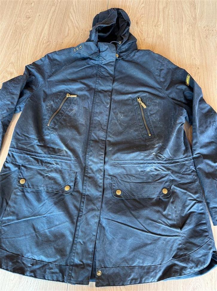 barbour ridge waxjas dames maat 18 blauw met capuchon, Kleding | Dames, Jassen | Winter, Zo goed als nieuw, Blauw, Ophalen of Verzenden
