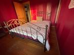 tweepersoonsbed metaal in bronskleur, Huis en Inrichting, Ophalen, Bruin, Tweepersoons, Zo goed als nieuw
