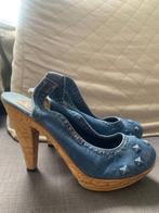 Denim sandalen met hoge hak, Kleding | Dames, Ophalen, Zo goed als nieuw, Blauw