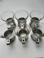 6 retro theeglazen in inox, Huis en Inrichting, Keuken | Servies, Ophalen of Verzenden, Gebruikt